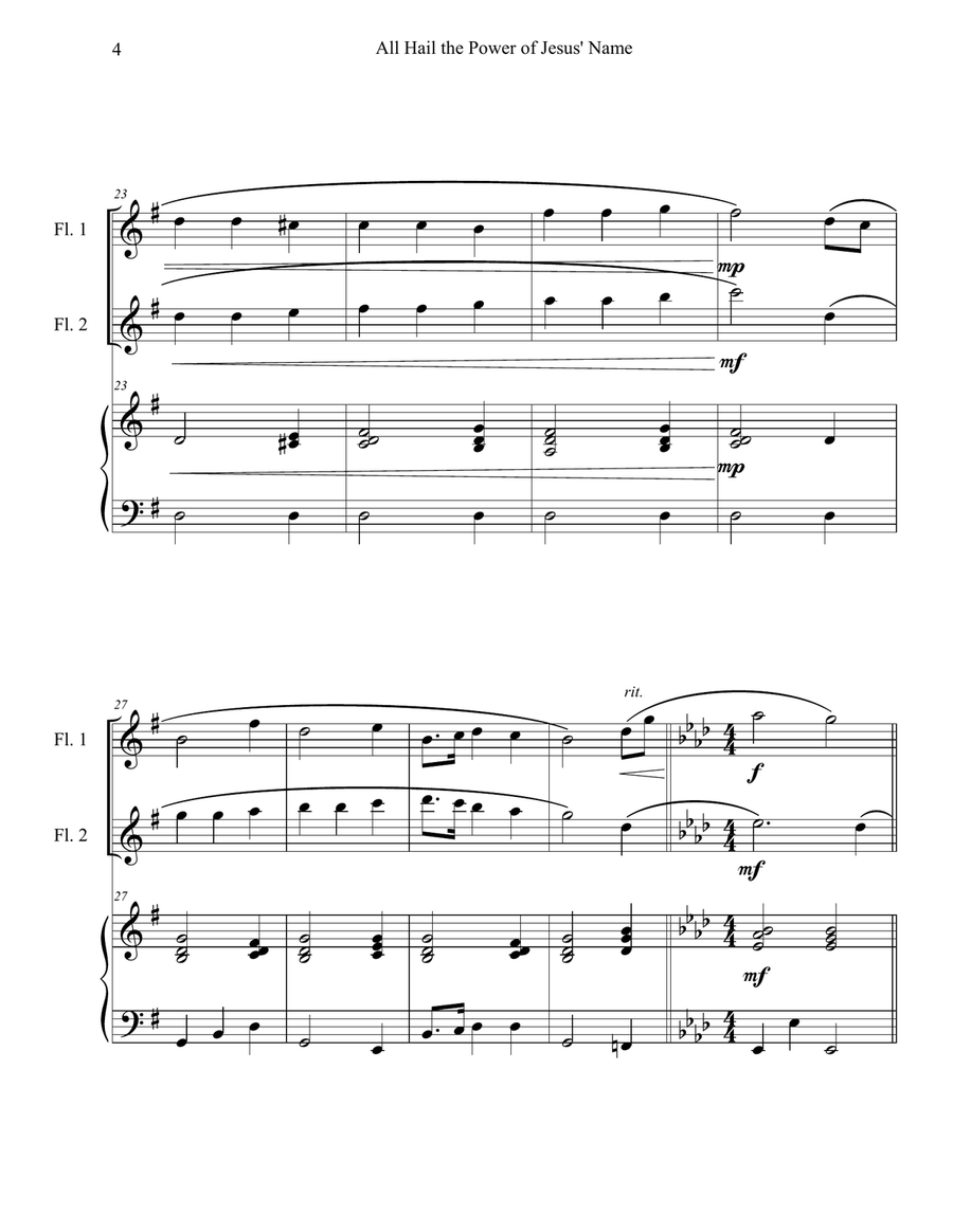 Hymn Medley No. 1 (Flute Duet with Piano Accompaniment) Flute Duet scores gallery preview page 4