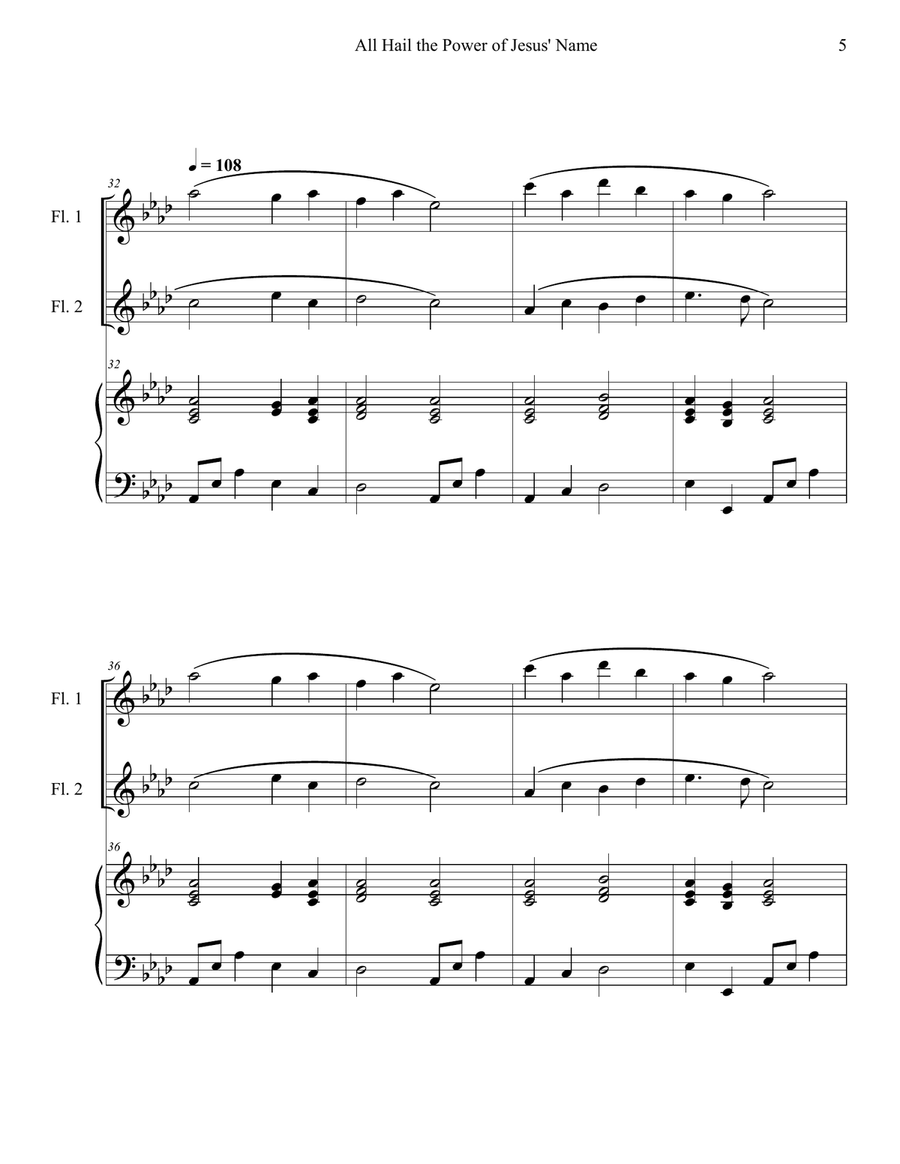 Hymn Medley No. 1 (Flute Duet with Piano Accompaniment) Flute Duet scores gallery preview page 5
