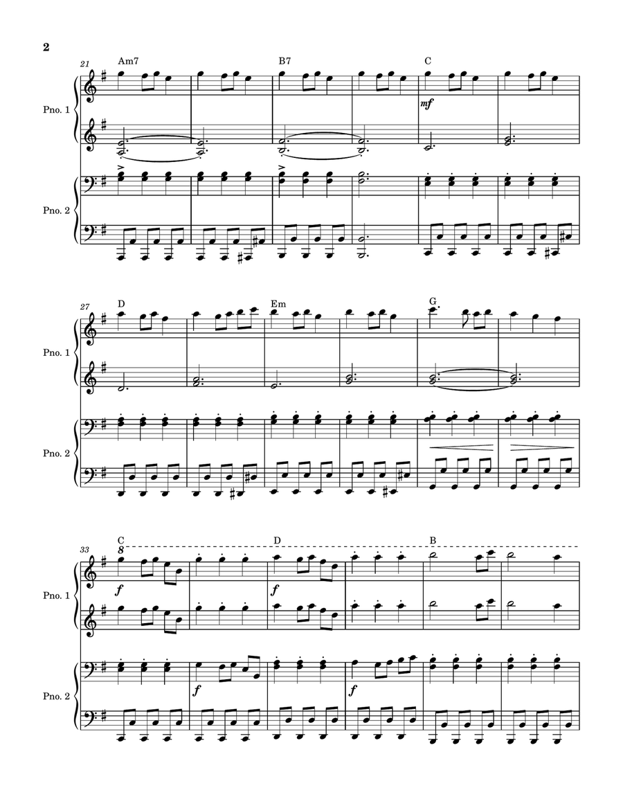 The Bell Carol 1 Piano, 4-Hands scores gallery preview page 2