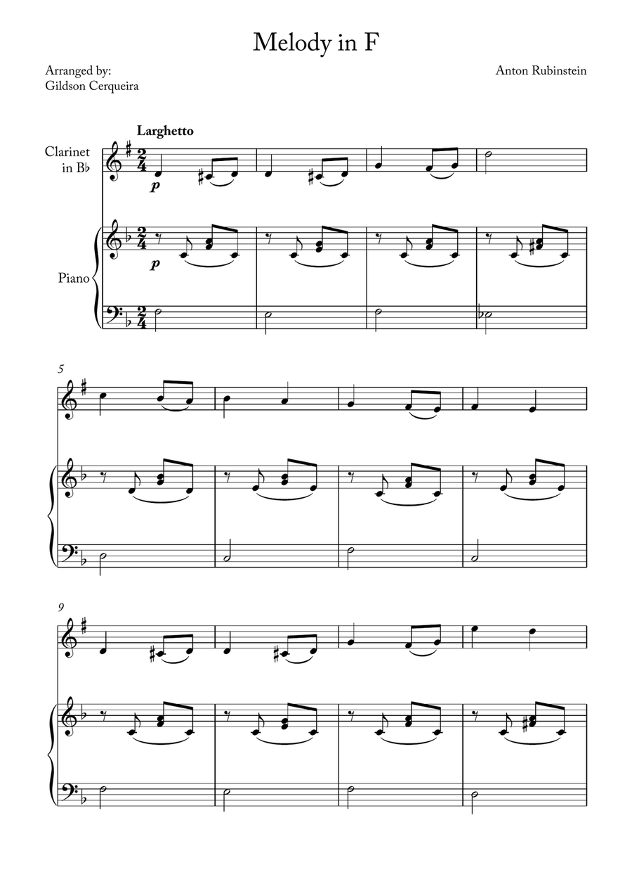 Melody in F Melody in F Chamber Music scores gallery preview page 1