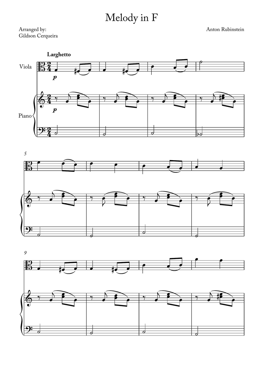 Melody in F Melody in F Chamber Music scores gallery preview page 1