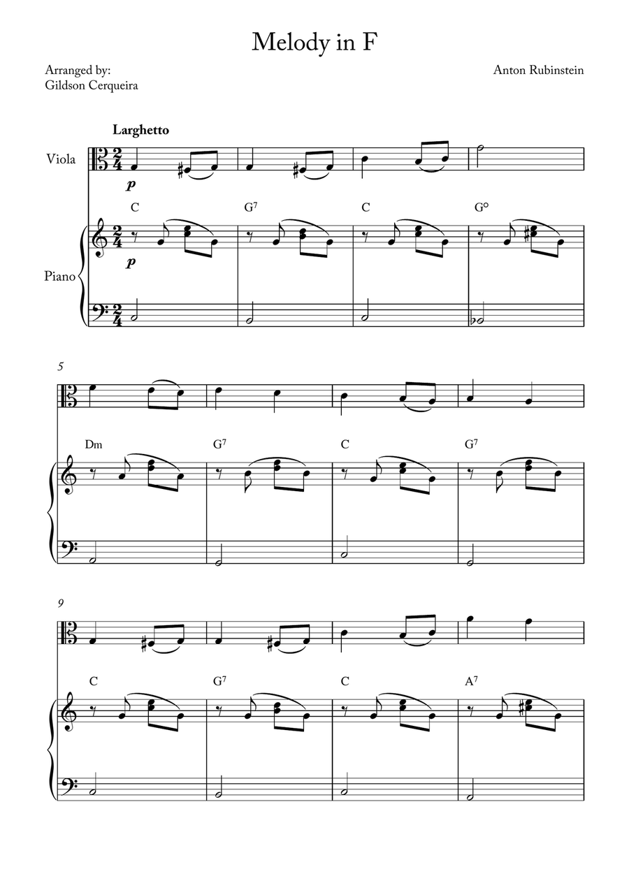 Melody in F Melody in F Chamber Music scores gallery preview page 1