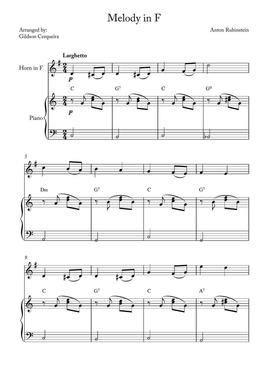 Melody in F Melody in F Chamber Music scores gallery preview page 1