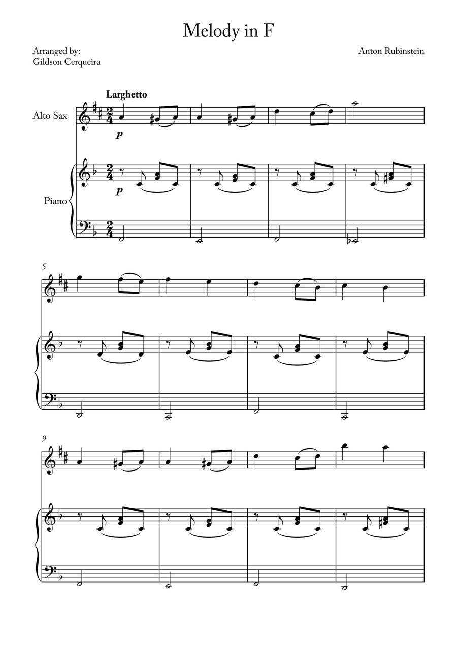 Melody in F Melody in F Chamber Music scores gallery preview page 1