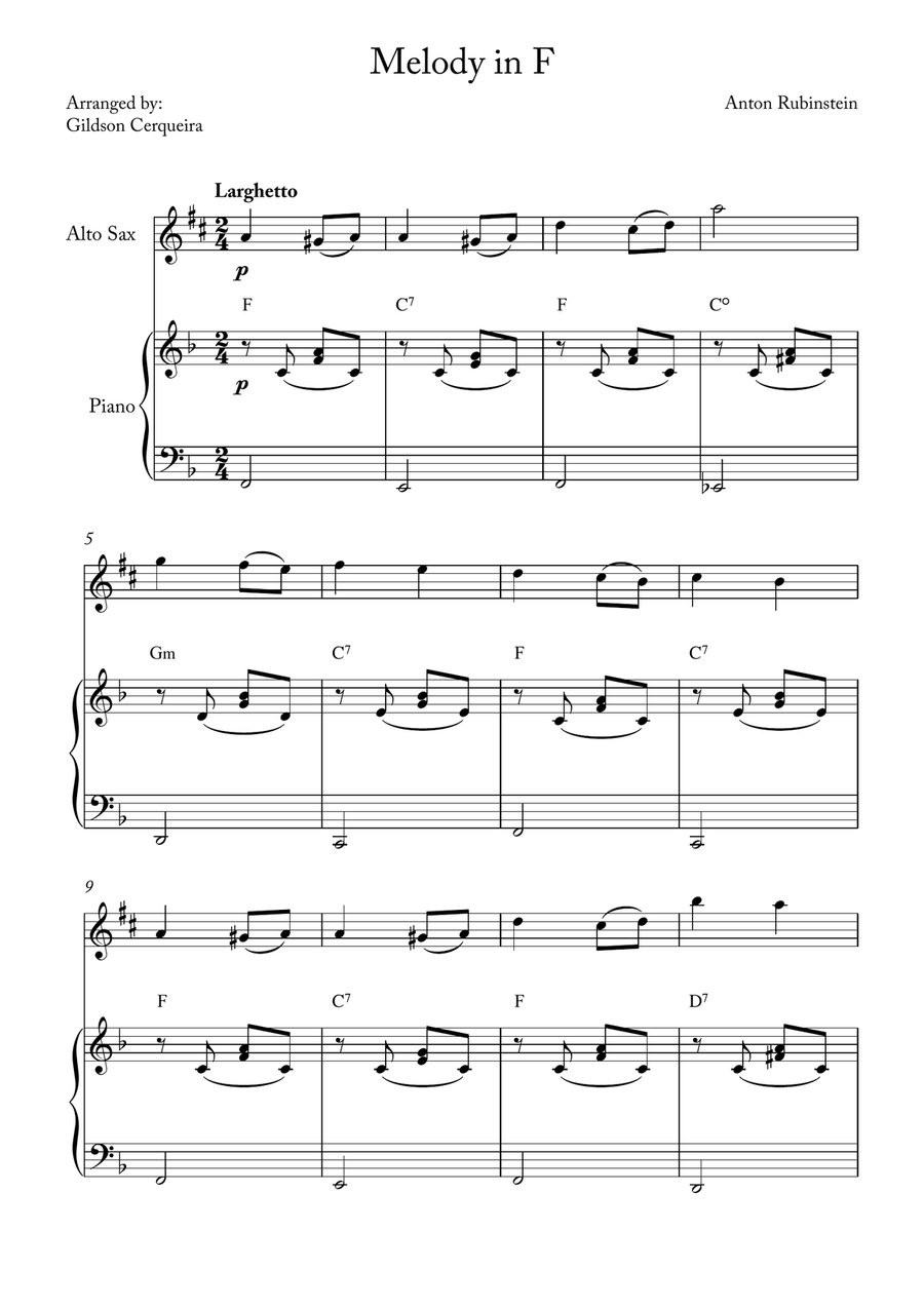 Melody in F Melody in F Chamber Music scores gallery preview page 1