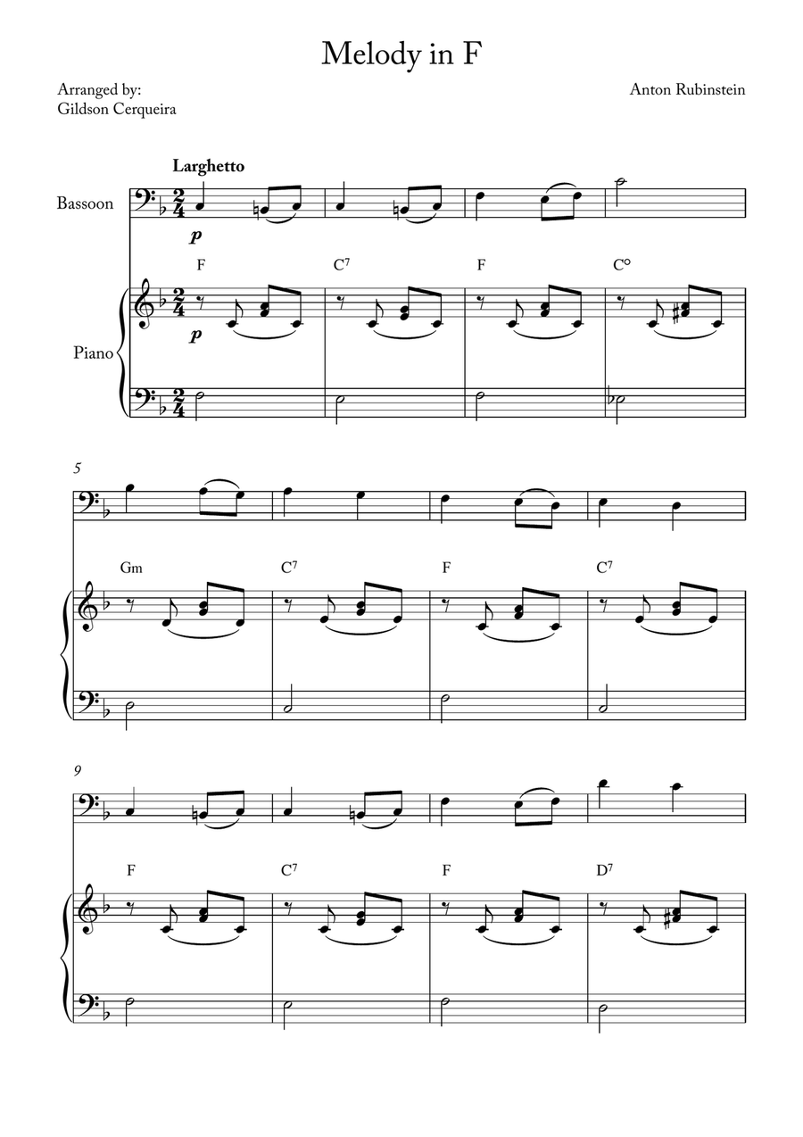 Melody in F Melody in F Chamber Music scores gallery preview page 1
