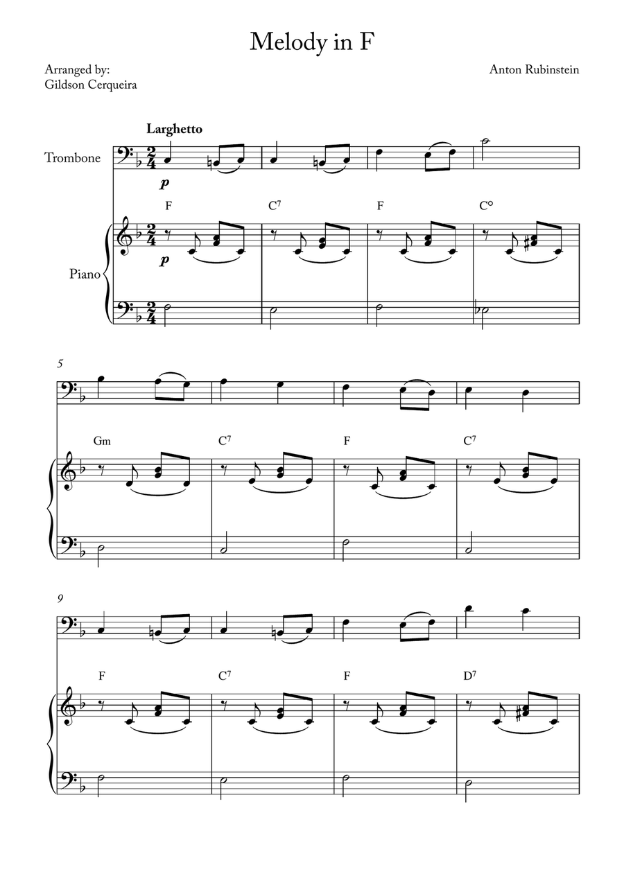 Melody in F Melody in F Chamber Music scores gallery preview page 1