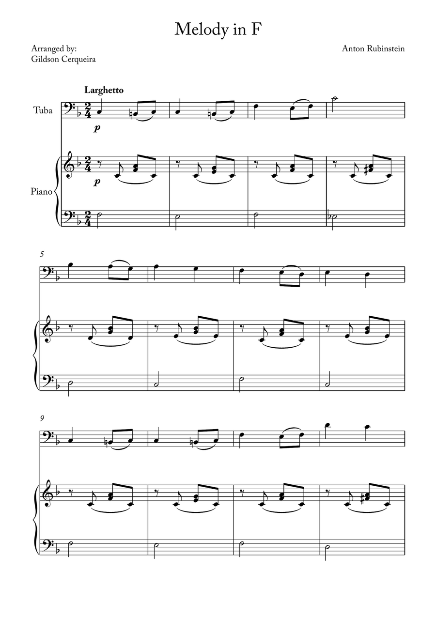 Melody in F Melody in F Chamber Music scores gallery preview page 1