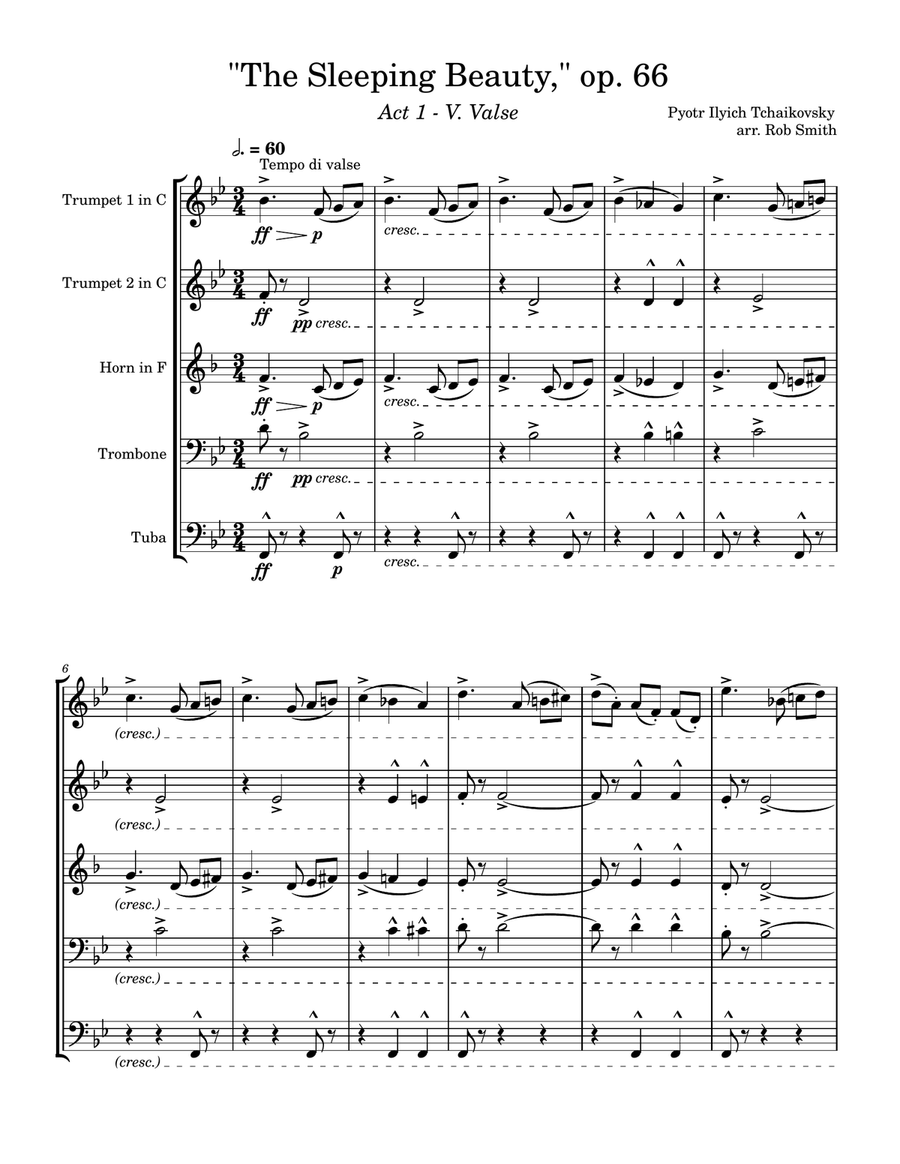 The Garland Waltz from Sleeping Beauty Brass Quintet scores gallery preview page 1