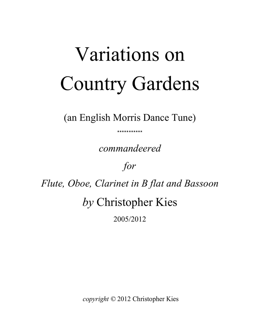 Variations on Country Gardens for Woodwind Quartet Woodwind Quartet scores gallery preview page 1