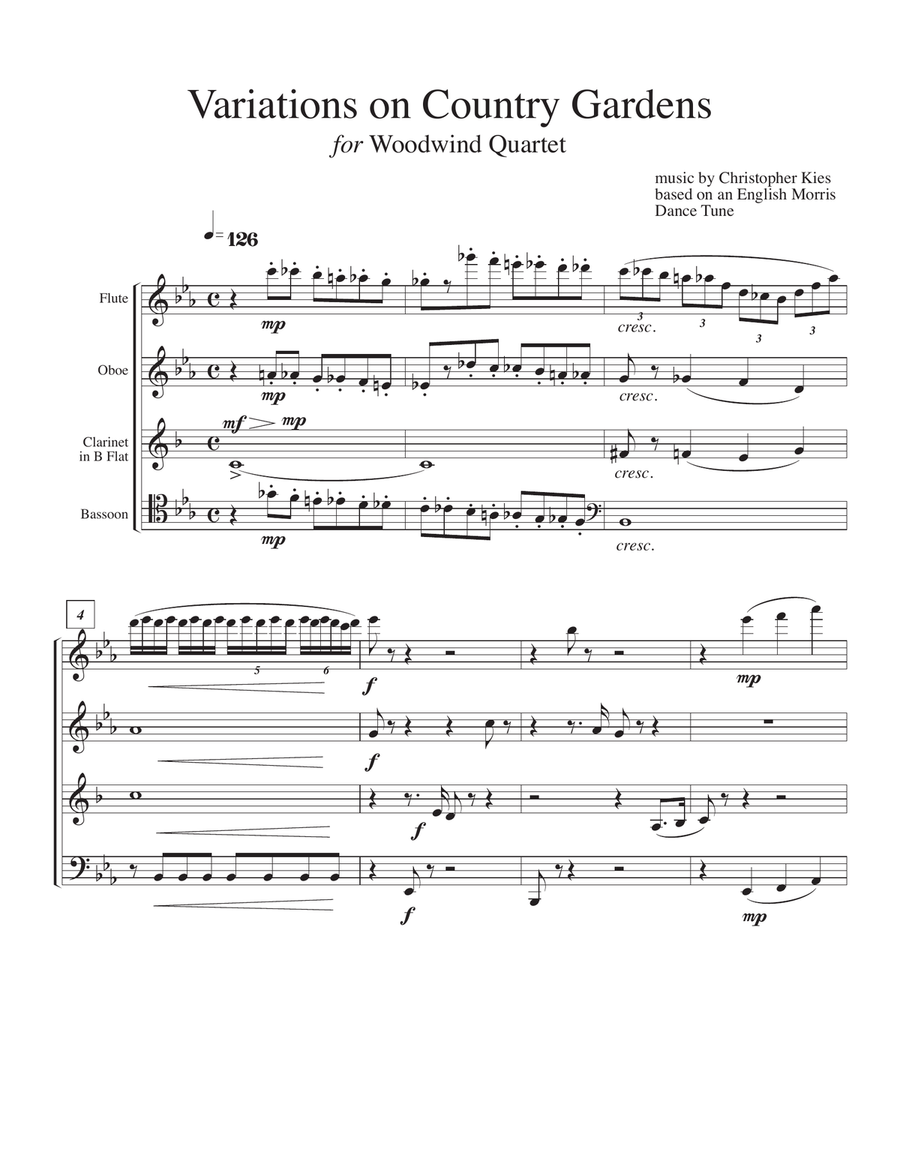 Variations on Country Gardens for Woodwind Quartet Woodwind Quartet scores gallery preview page 2