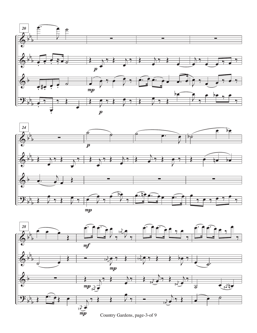 Variations on Country Gardens for Woodwind Quartet Woodwind Quartet scores gallery preview page 4