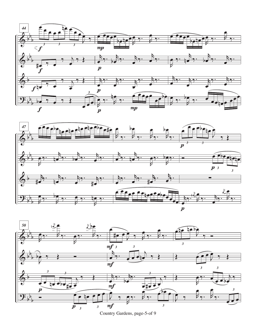 Variations on Country Gardens for Woodwind Quartet Woodwind Quartet scores gallery preview page 6