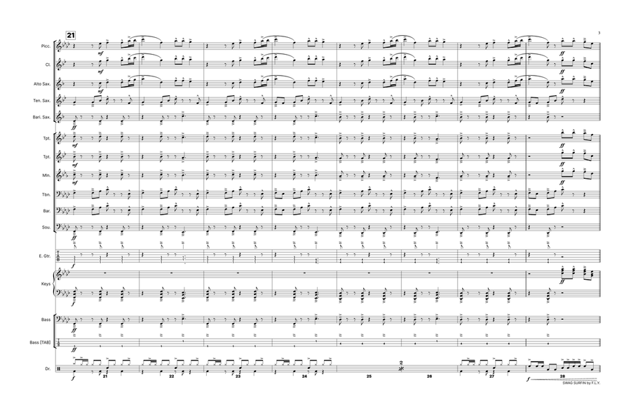 Swag Surfin' Swag Surfin' Marching Band scores gallery preview page 3