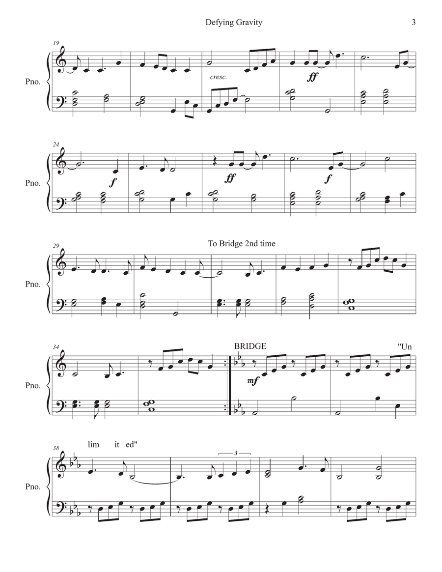 Defying Gravity Piano Solo scores gallery preview page 3