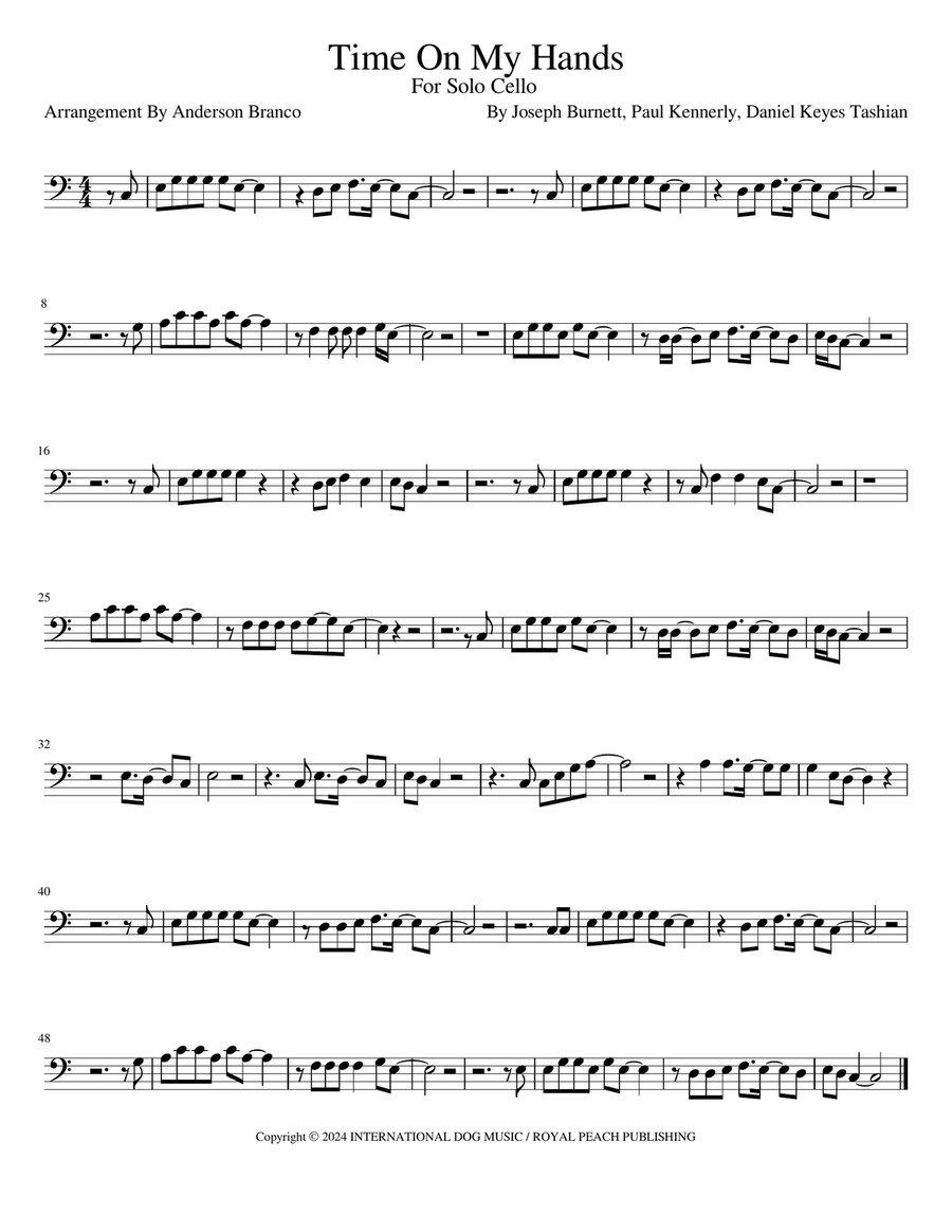 Time On My Hands Time On My Hands Cello Solo scores gallery preview page 1