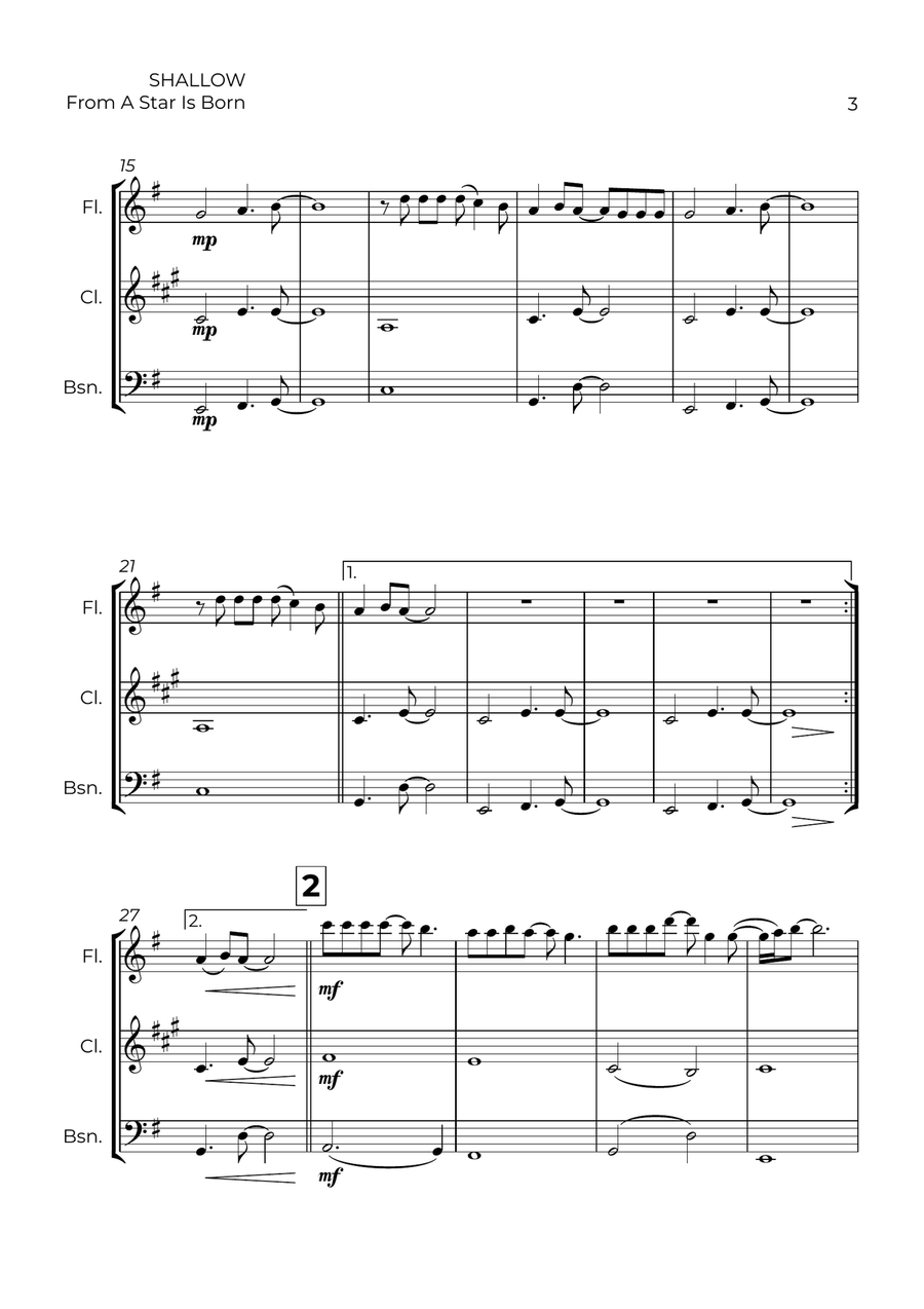 Shallow Shallow Woodwind Trio scores gallery preview page 3