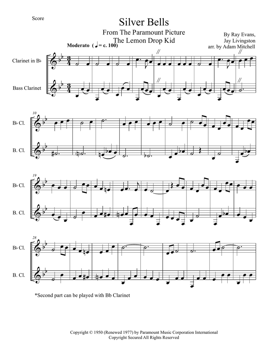 Silver Bells Silver Bells Clarinet Duet scores gallery preview page 1