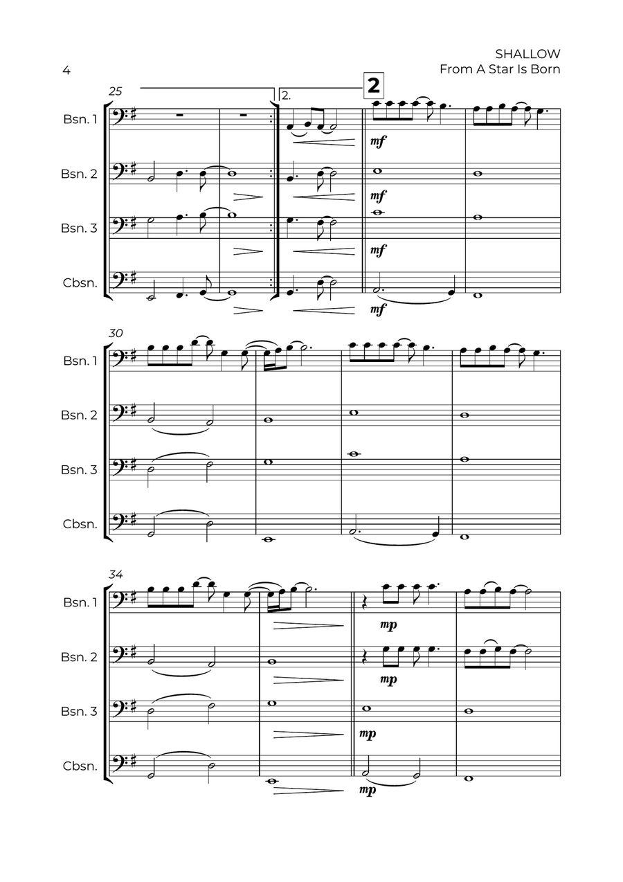 Shallow Shallow Bassoon Quartet scores gallery preview page 4