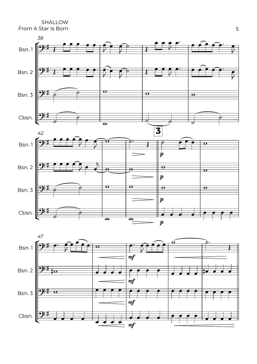 Shallow Shallow Bassoon Quartet scores gallery preview page 5