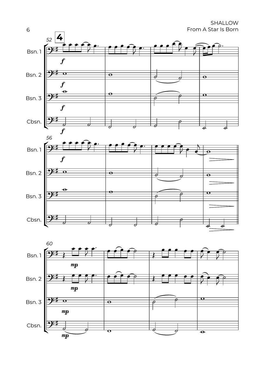 Shallow Shallow Bassoon Quartet scores gallery preview page 6