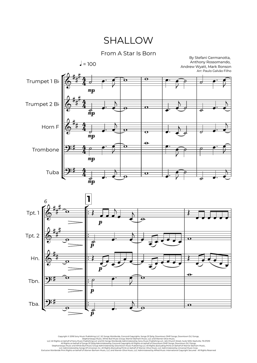 Shallow Shallow Brass Quintet scores gallery preview page 2