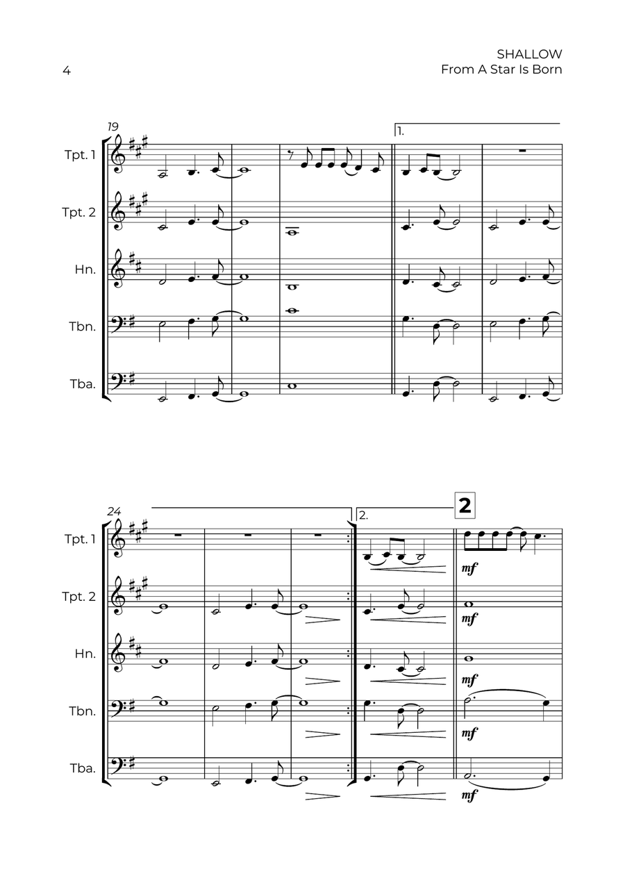 Shallow Shallow Brass Quintet scores gallery preview page 4