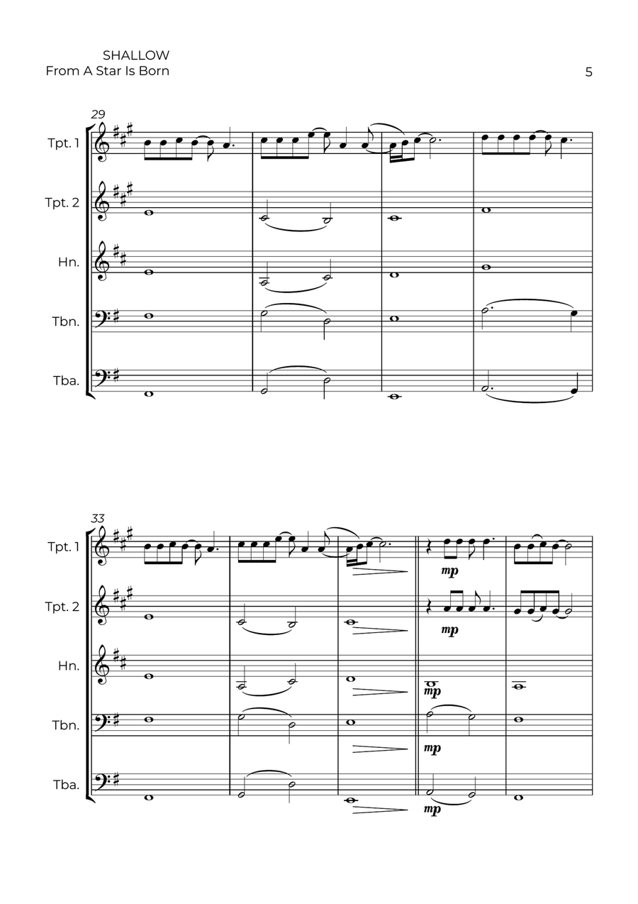 Shallow Shallow Brass Quintet scores gallery preview page 5