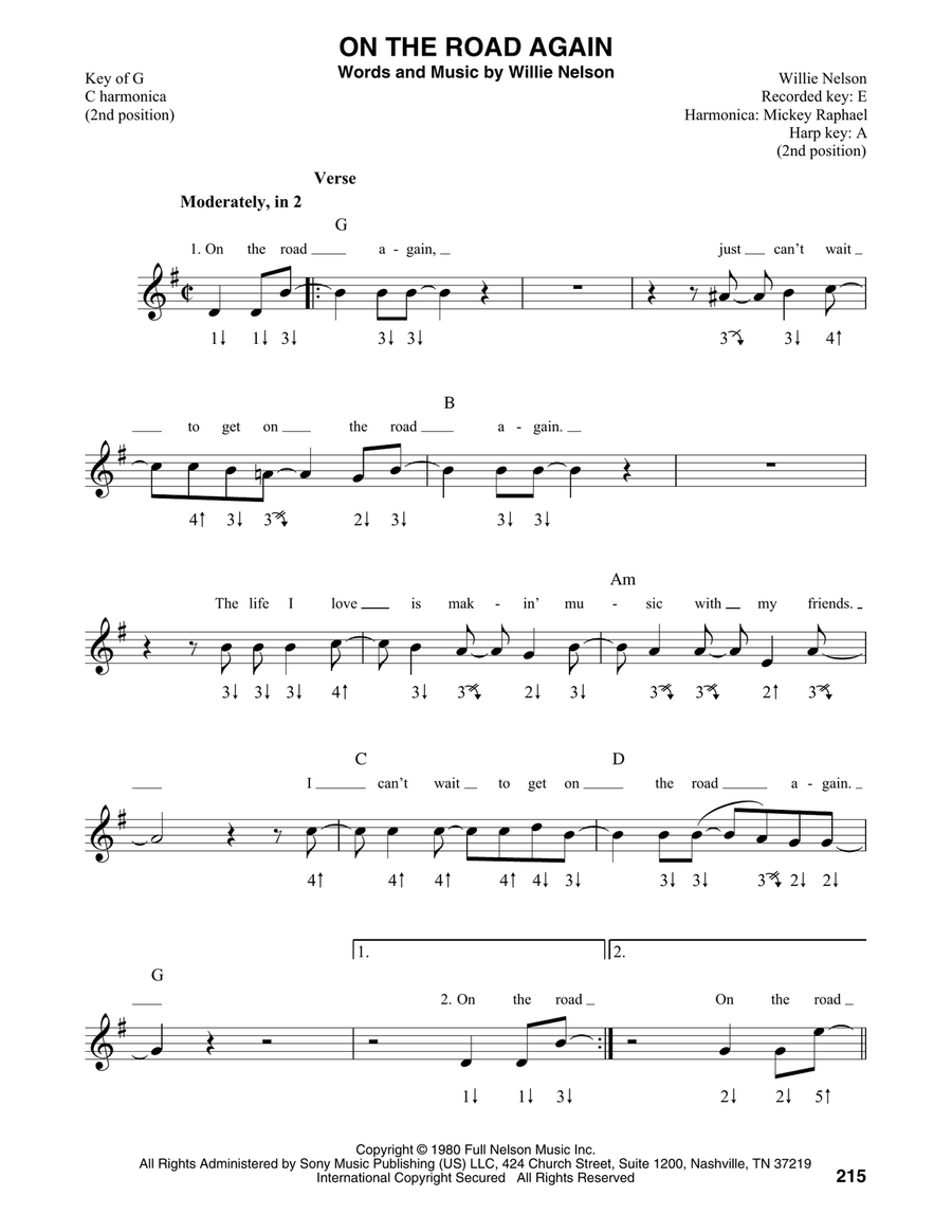 On The Road Again On The Road Again Harmonica scores gallery preview page 1