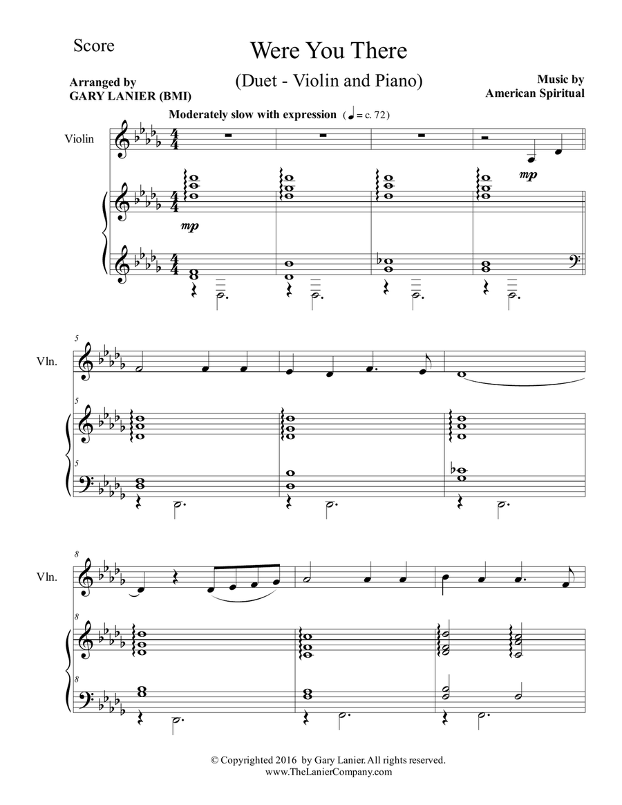 2 PAK EASTER HYMNS! WERE YOU THERE & I SAW THE CROSS OF JESUS, Violin & Piano (Includes Score & PRT) Violin Solo scores gallery preview page 2