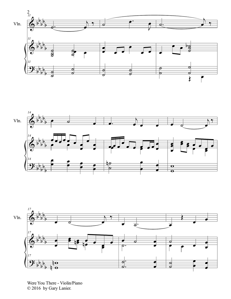 2 PAK EASTER HYMNS! WERE YOU THERE & I SAW THE CROSS OF JESUS, Violin & Piano (Includes Score & PRT) Violin Solo scores gallery preview page 3