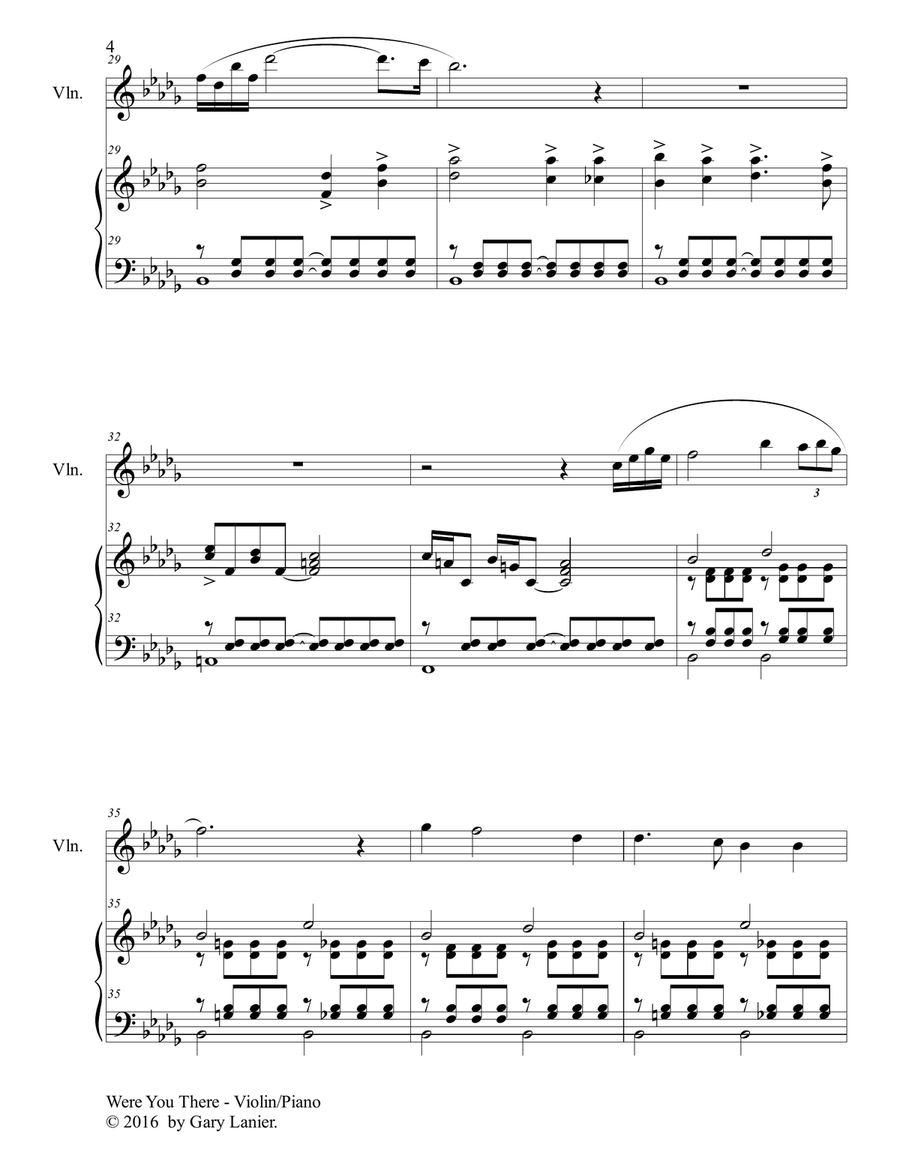 2 PAK EASTER HYMNS! WERE YOU THERE & I SAW THE CROSS OF JESUS, Violin & Piano (Includes Score & PRT) Violin Solo scores gallery preview page 5