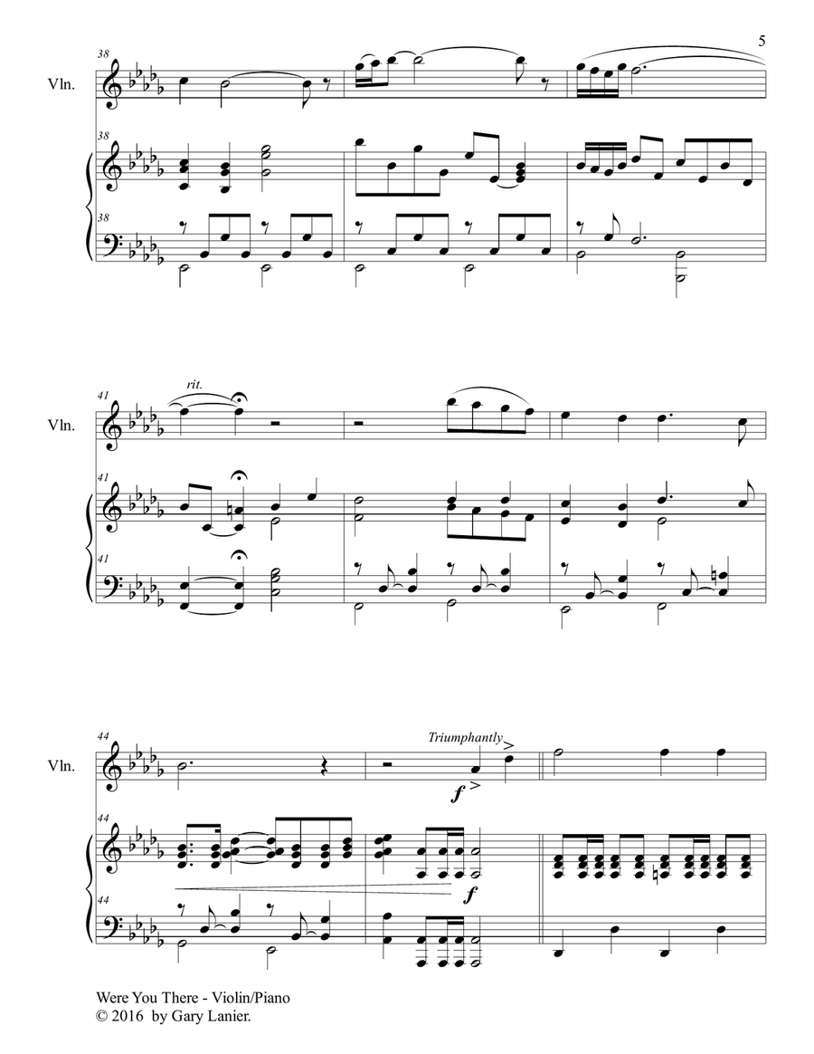 2 PAK EASTER HYMNS! WERE YOU THERE & I SAW THE CROSS OF JESUS, Violin & Piano (Includes Score & PRT) Violin Solo scores gallery preview page 6