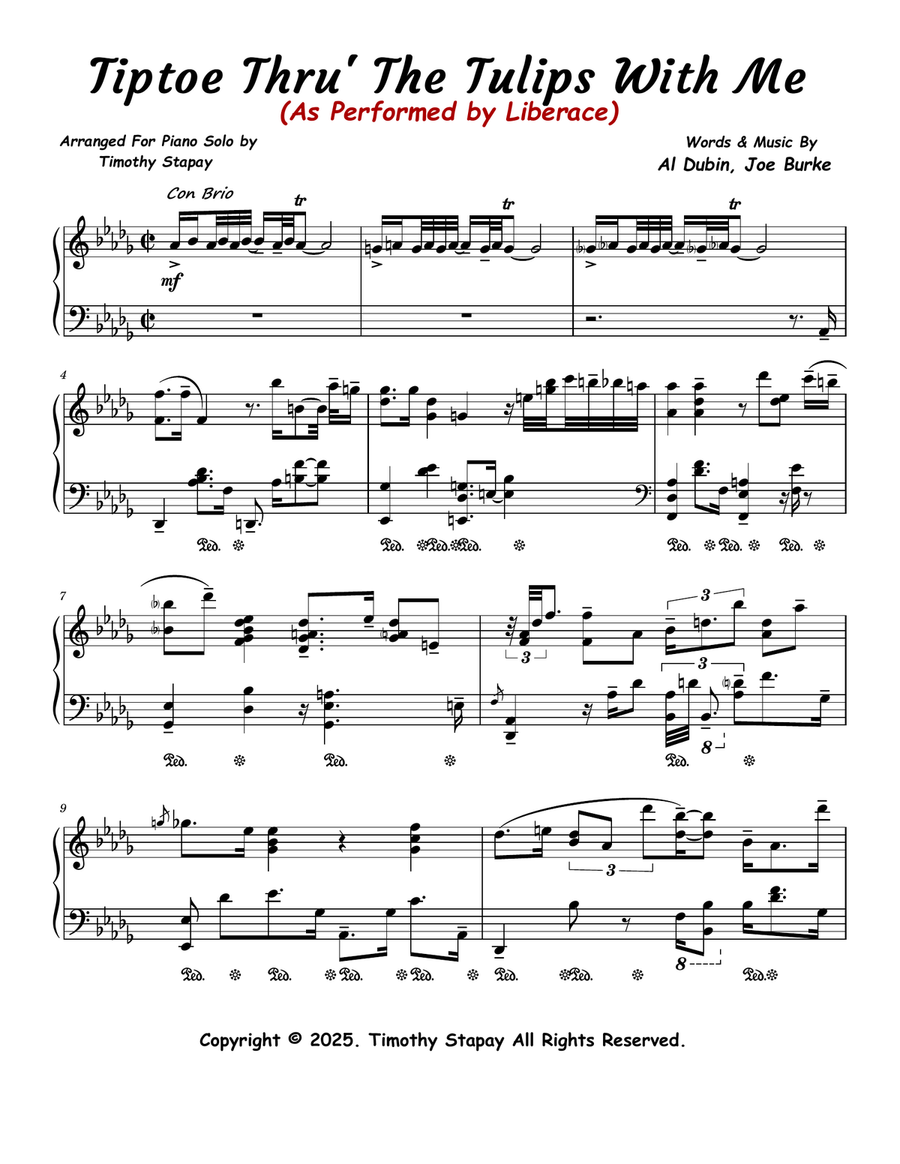 Tiptoe Thru' The Tulips With Me Piano Solo scores gallery preview page 1