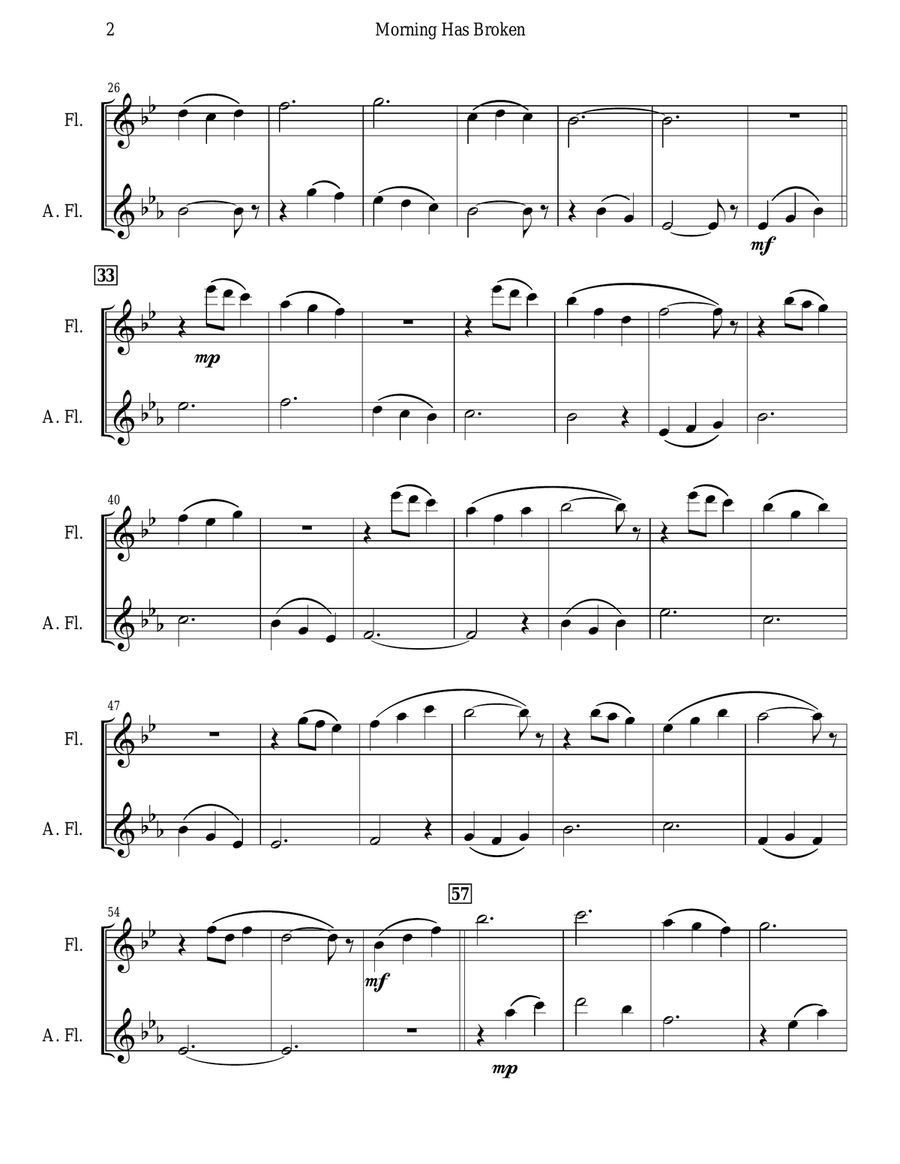 Morning Has Broken (Flute Duet) Flute Duet scores gallery preview page 2