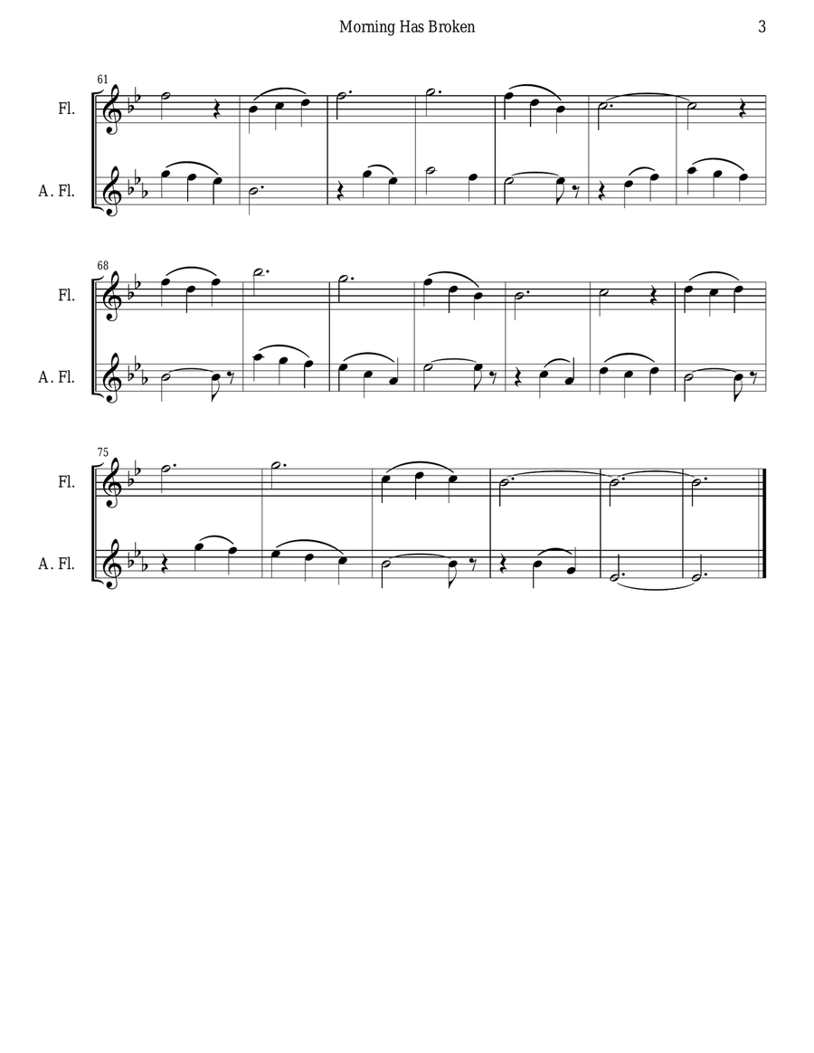 Morning Has Broken (Flute Duet) Flute Duet scores gallery preview page 3