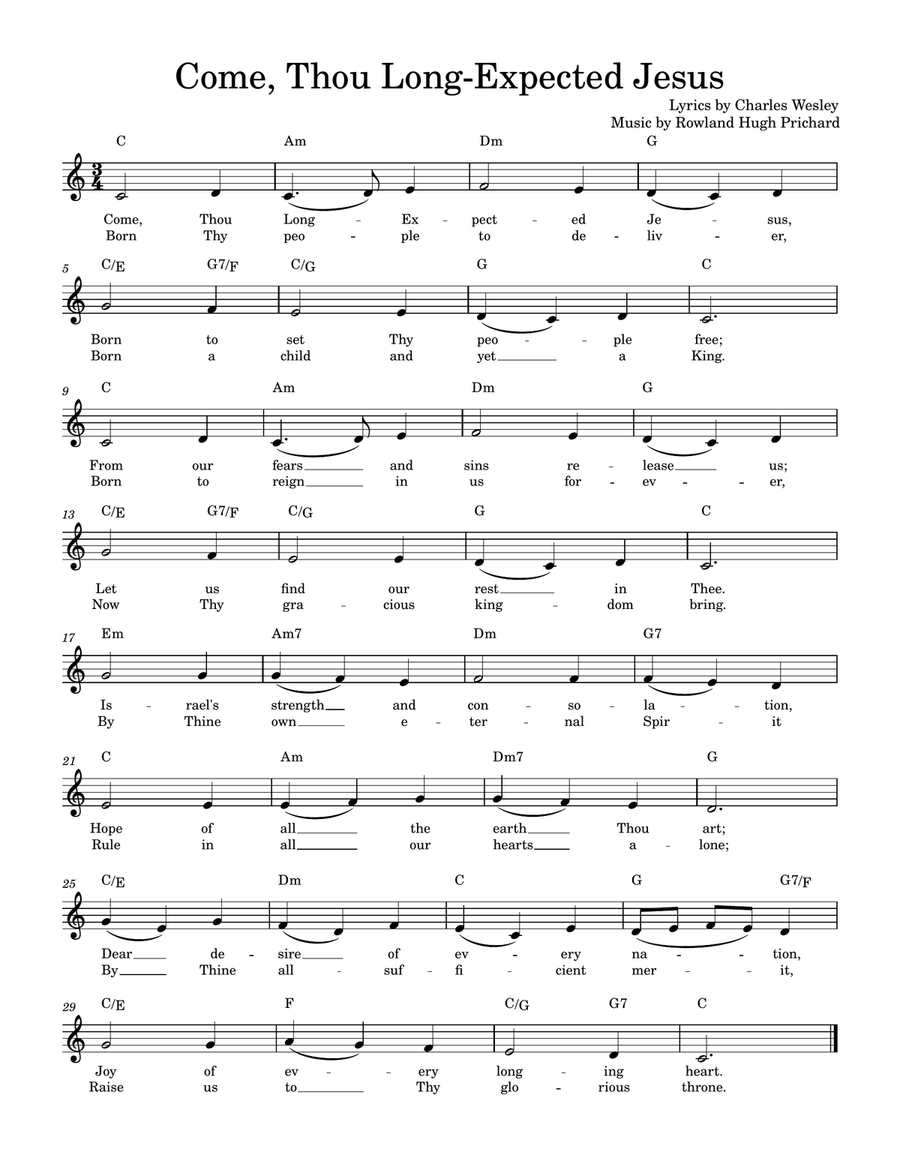Come, Thou Long-Expected Jesus C Major Piano scores gallery preview page 1