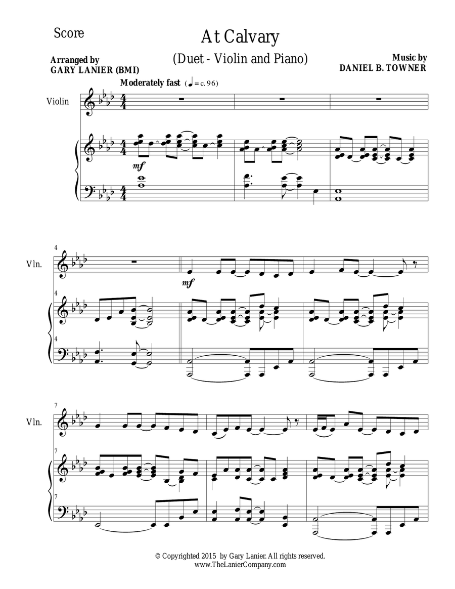 2 PAK EASTER HYMNS! AT CALVARY & AT THE CROSS, Violin & Piano (Includes Score & Parts) Violin Solo scores gallery preview page 2