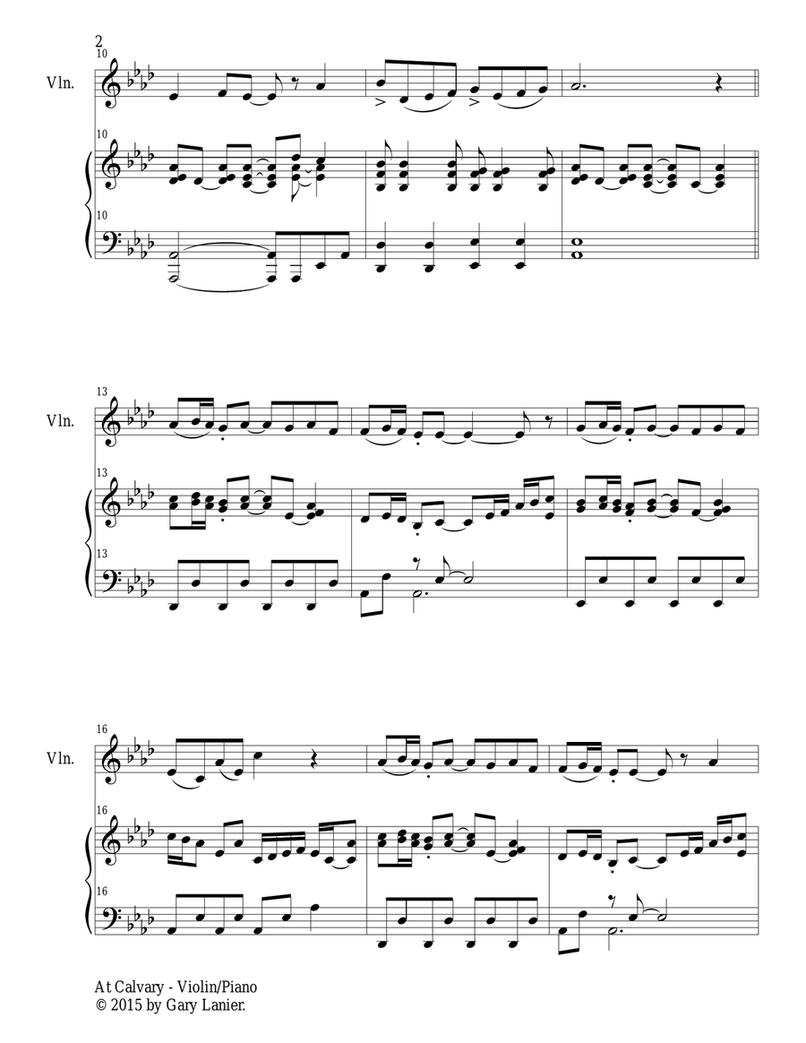 2 PAK EASTER HYMNS! AT CALVARY & AT THE CROSS, Violin & Piano (Includes Score & Parts) Violin Solo scores gallery preview page 3