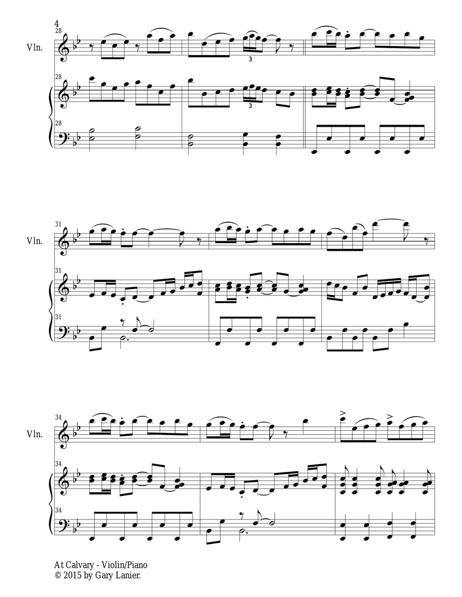 2 PAK EASTER HYMNS! AT CALVARY & AT THE CROSS, Violin & Piano (Includes Score & Parts) Violin Solo scores gallery preview page 5