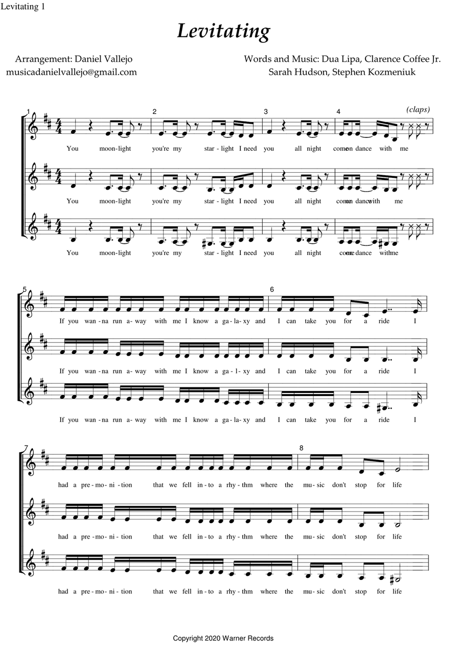 Levitating Levitating Women's Choir scores gallery preview page 1