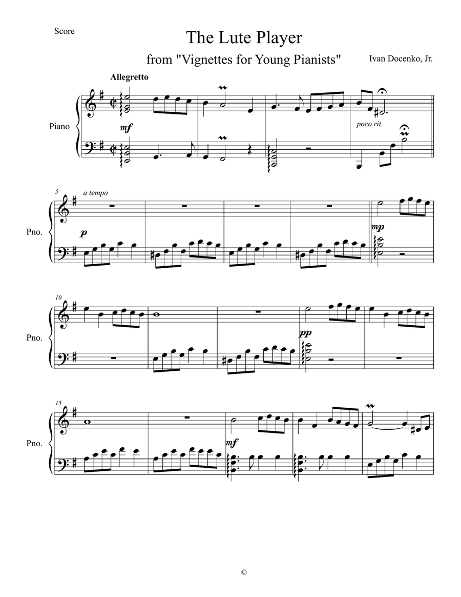 The Lute Player The Lute Player Lute scores gallery preview page 1