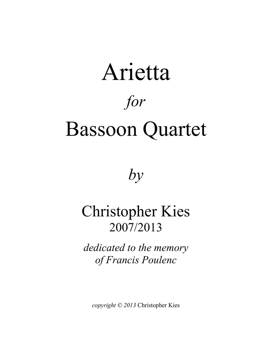 Arietta for Bassoon Quartet Bassoon Quartet scores gallery preview page 1