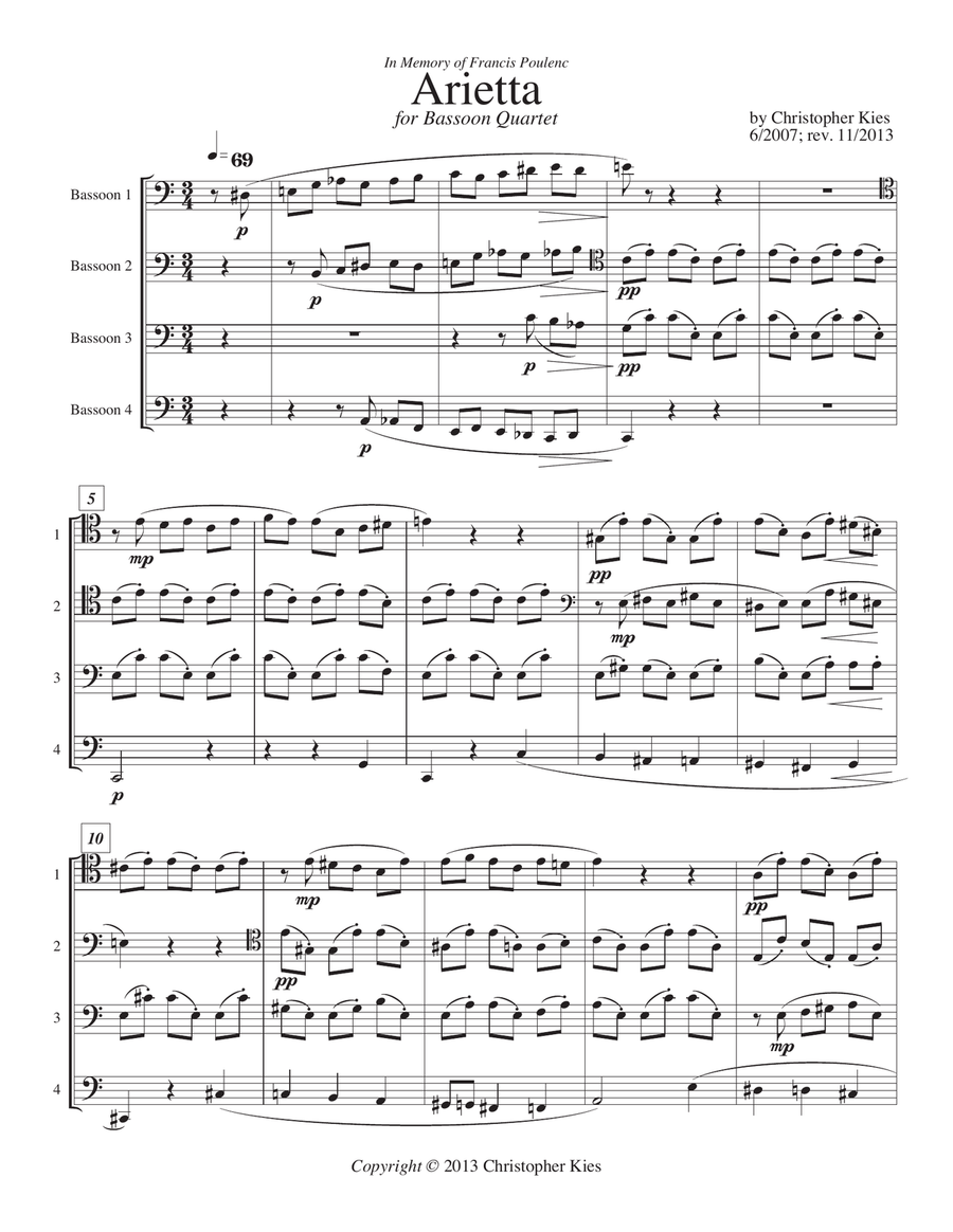 Arietta for Bassoon Quartet Bassoon Quartet scores gallery preview page 2
