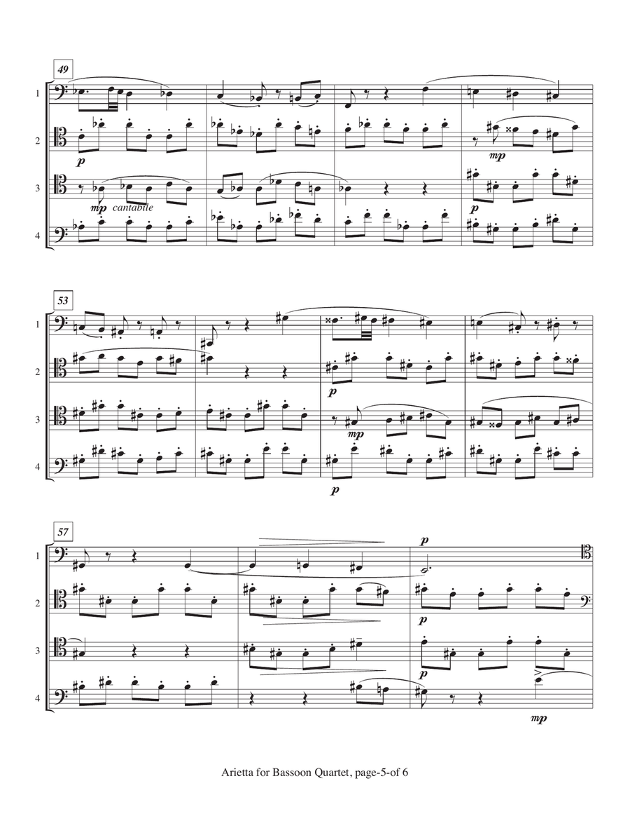 Arietta for Bassoon Quartet Bassoon Quartet scores gallery preview page 6