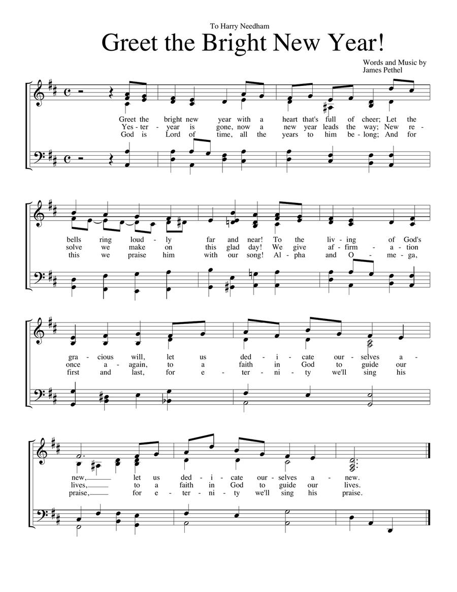 Greet The Bright New Year (hymn 4-Part scores gallery preview page 1
