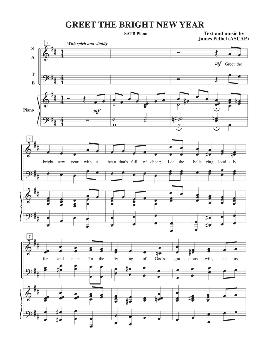 Greet The Bright New Year, The Anthem 4-Part scores gallery preview page 1