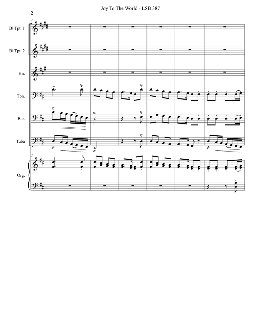 Joy to the World (LSB 387) Brass Ensemble scores gallery preview page 3