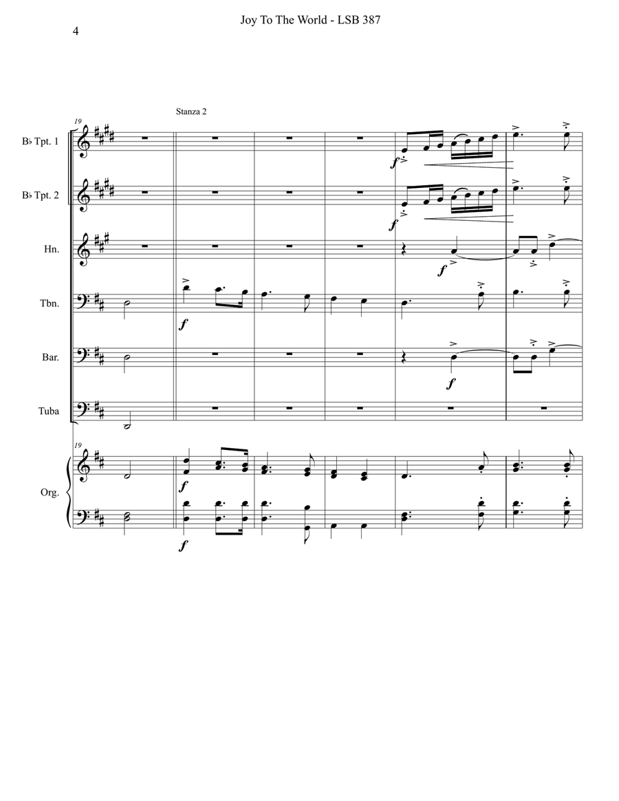 Joy to the World (LSB 387) Brass Ensemble scores gallery preview page 5