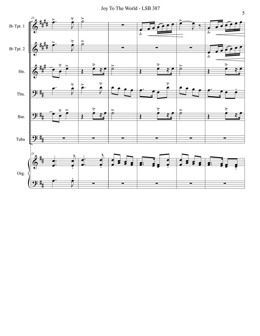 Joy to the World (LSB 387) Brass Ensemble scores gallery preview page 6